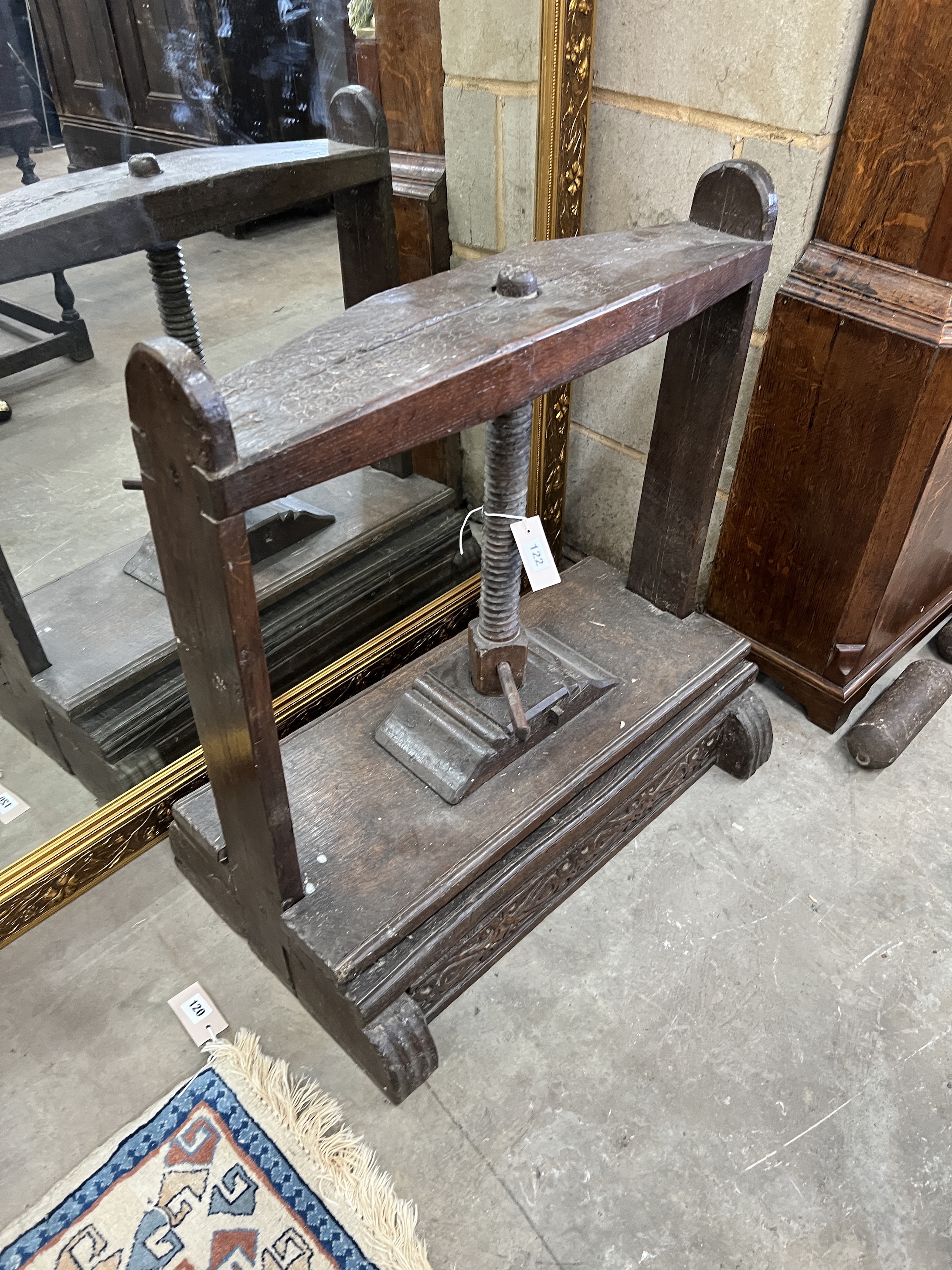 An 18th century oak press, width 67cm, depth 40cm, height 72cm